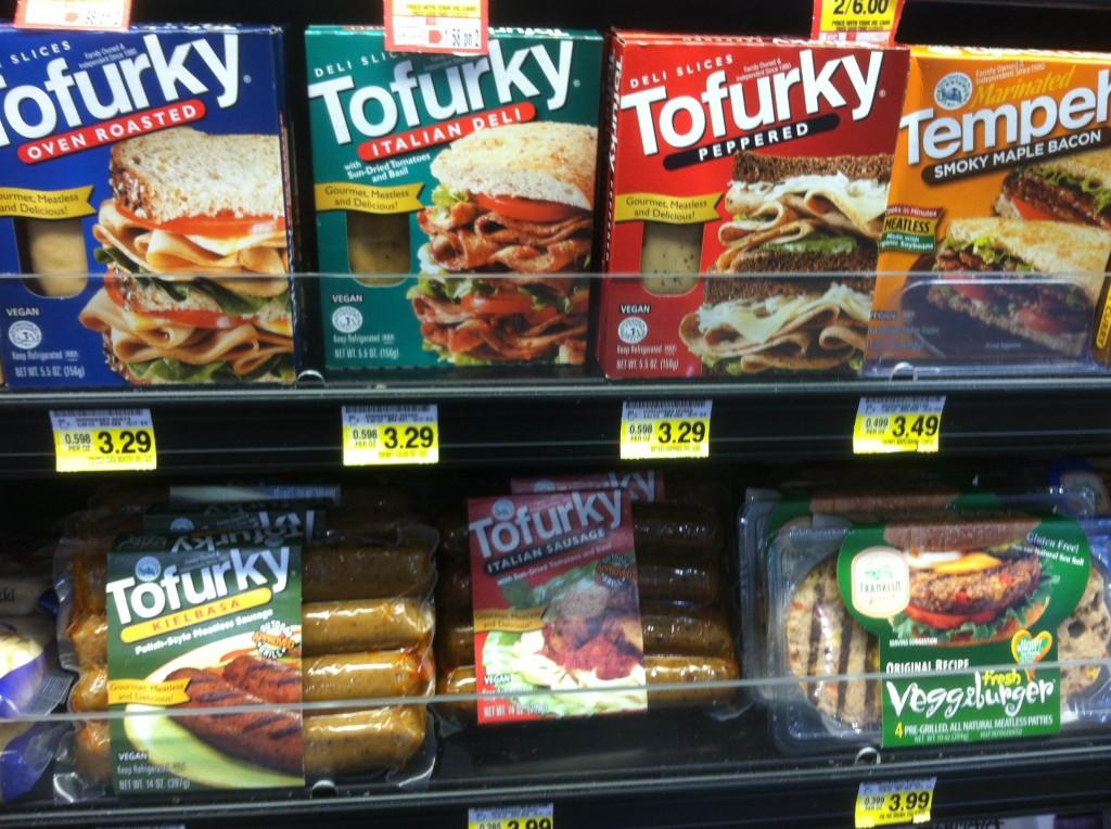 The displayed tofurky sliced meats and face sausages at Harris Teeter retail from about $2-4. Tofurky is not only popular at Thanksgiving, but at all times of the year, available in several meat flavors. 