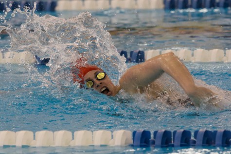 Junior Madison Noga swims the 500 freestyle at States.