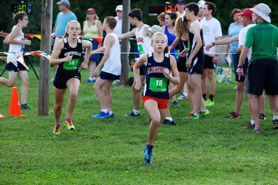 Freshman Kenzie Lloyd races to the finish line at Panorama Farms in the annual Ragged Mountain Cup on Sept. 2.
