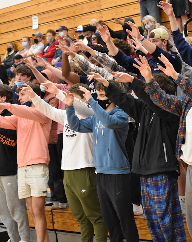 Albemarle fans send good vibes to Patriot players as they attempt a free throw in the last minutes of the game.