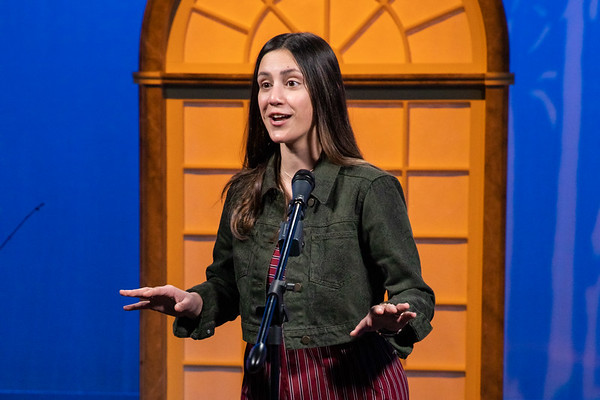 Senior Kat Ravichandran performs at the state Poetry Out Loud competition on Friday, March 10 in Richmond. The competition was recorded at VPN Studios. 