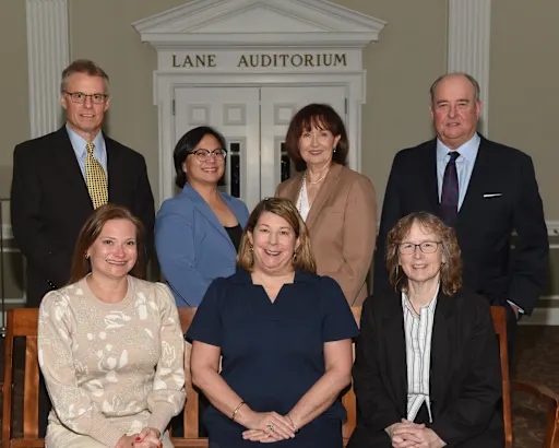 The ACPS School Board. Back row:  James "Jim" Dillenbeck, Judy Le, Kate Acuff, Robert "Bob" Beard.
Front row: Allison Spillman, Rebecca Berlin, Ellen Osborne.